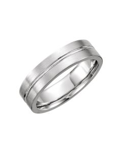 14kt White 6mm Grooved Band Size 11 