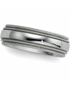 Comfort Fit Double Milgrain Band Titanium  08.00 Mm