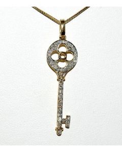 DIAMOND KEY PENDANT CHARM .45CT YELLOW GOLD 10K