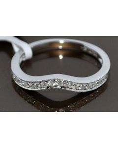 DIAMOND WEDDING BAND 14K WHITE GOLD 0.18CT CURVED ANNIVERSARY RING
