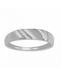 10K White Gold Wedding Band Ring With Diamonds 0.05ct Mens 5.5mm Wide