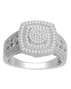 Vintage Wedding Ring 0.4ct w Diamond 10K White Gold 12mm Wide