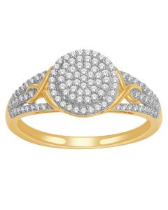 0.33ct Diamond Engagement Ring 10K Yellow Gold 9mm Wide Halo