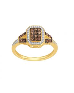 Cognac Diamond Wedding Cocktail Ring 10mm Wide 0.33ctw Diamonds