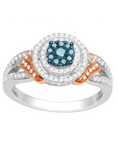 0.5ct Blue White Diamond Engagement Wedding Ring 10K White Gold Rose 2 Tone
