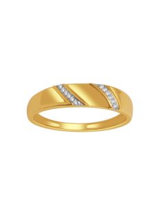 10K Gold Wedding Band Ring With Diamonds 0.05ct Mens 5.5mm Wide