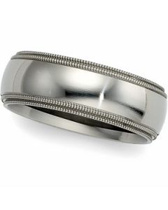 Comfort Fit Milgrain Band Titanium  08.00 Mm
