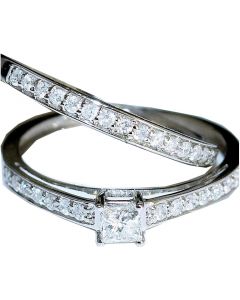 Princess Cut Wedding Rings Set 2 Piece Engagement and Band White Gold .5ct