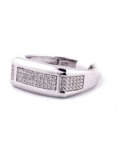 Diamond Wedding Band For Men White Gold Tone Silver 9mm Wide 0.16ctw Diamond 