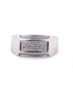 Mens Wedding Band Diamond Ring White gold Finish Silver 0.20ctw 11mm Wide