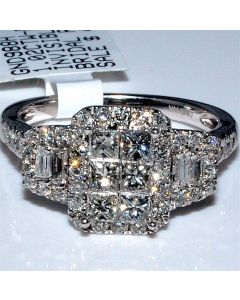 14KWG Bridal Wedding Ring vintage inspired 1ctw Princess Cut center 11mm big