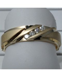 Diamond Mens Wedding Band ring Comfort Fit solid Gold 0.16ct 10K 6mm