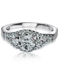 Diamond Bridal Engagement Ring 10K White Gold Round top 0.63ctw Unique new