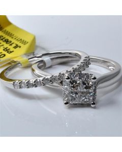 Princess cut wedding set 14K White Gold 0.75ctw 2pc Cathedral Engagement + band