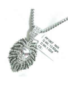 Lion Head Charm Mens 1.5 Inch Tall Diamond Lion Face Pendant 1ctw Black and White Diamond