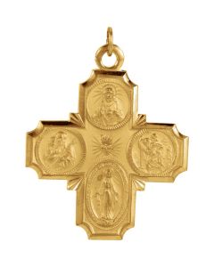 14kt Yellow 30x29mm Four-Way Cross Medal
