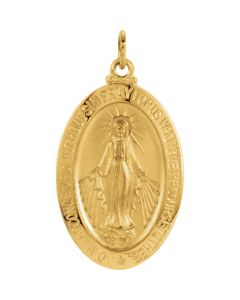 14kt Yellow 23x16mm Oval Miraculous Medal