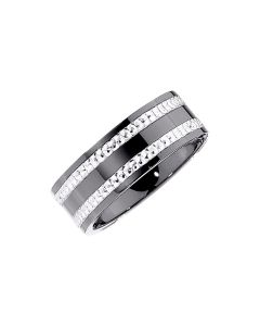 Ceramic Couture&trade; 8mm Flat Band with Sterling Silver Inlay