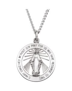 Sterling Silver 25mm Miraculous Medal with 24