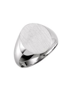 Sterling Silver 16x14mm Solid Oval Men's Signet Ring