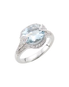 Genuine Aquamarine & Diamond Ring