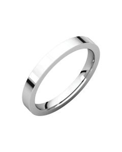 14kt White 2.5mm Flat Comfort Fit Band