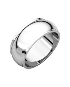 14kt White 8mm Half Round Edge Band