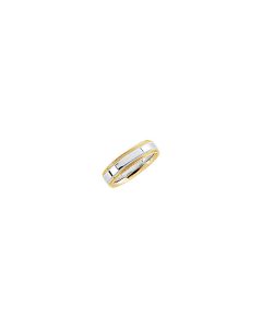 14kt White & Yellow 6mm Comfort-Fit Design Band Size 8