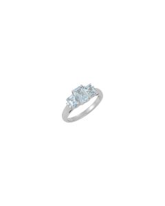 Genuine Aquamarine & Diamond Ring