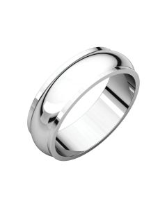 14kt White 6mm Half Round Edge Band