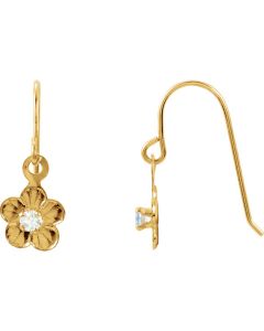 14kt Yellow CZ Daisy Earrings