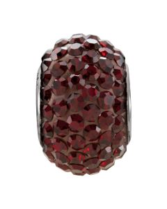 Sterling Silver 12x8mm Garnet-Colored Crystal Pave' Bead