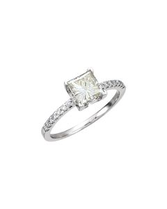 14kt White Created Moissanite & 1/6 CTW Diamond Ring