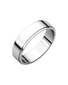 14kt White 5mm Flat Edge Band