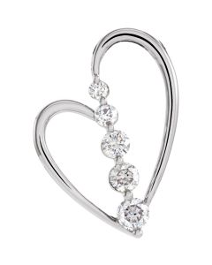 14kt White 1/2 CTW Diamond Journey Heart Pendant