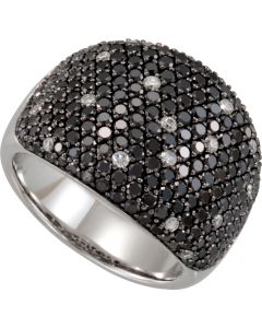 14kt White 3 CTW Black & White Diamond Pavé Ring