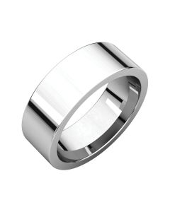 14kt White 7mm Flat Comfort Fit Band