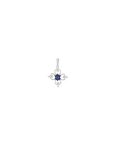 Sterling Silver Sapphire & 1/10 CTW Diamond Pendant