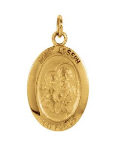 14kt Yellow 15x11mm St. Joseph Oval Medal