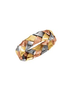 14kt Tri-Color 5.5mm Hand Woven Band Size 7
