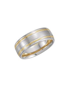 14kt White & Yellow 7mm Designer Band Size 9.5