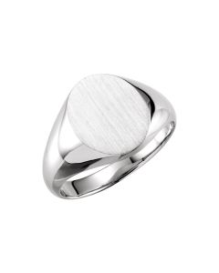Sterling Silver 14x12mm Solid Oval Men's Signet Ring