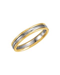 14kt White & Yellow 4mm Fluted Band Size 7