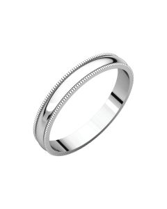 10kt White 3mm Light Milgrain Band