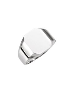 14kt White 12x10mm Octagon Signet Ring