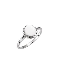 14kt White Oval Signet Ring