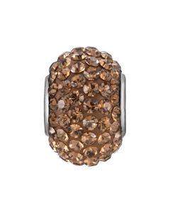 Sterling 12x8mm Smoky Topaz-Colored Crystal Pave' Bead