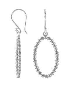 Sterling Silver Oval Beaded Design Earrings