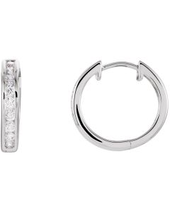 Sterling Silver Cubic Zirconia Hinged Hoop Earrings