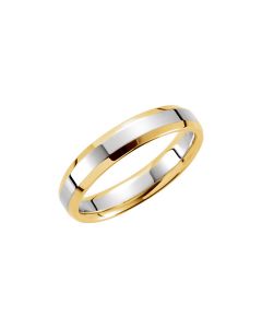 14kt Yellow & White 4mm Comfort-Fit Beveled Edge Band Size 5.5